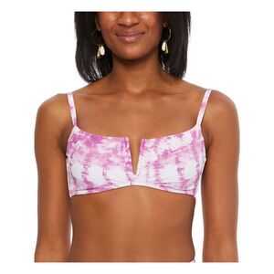 BAR III Women's Purple Stretch Bikini Tie Removable Cups V-Wire Swimsuit Top XS